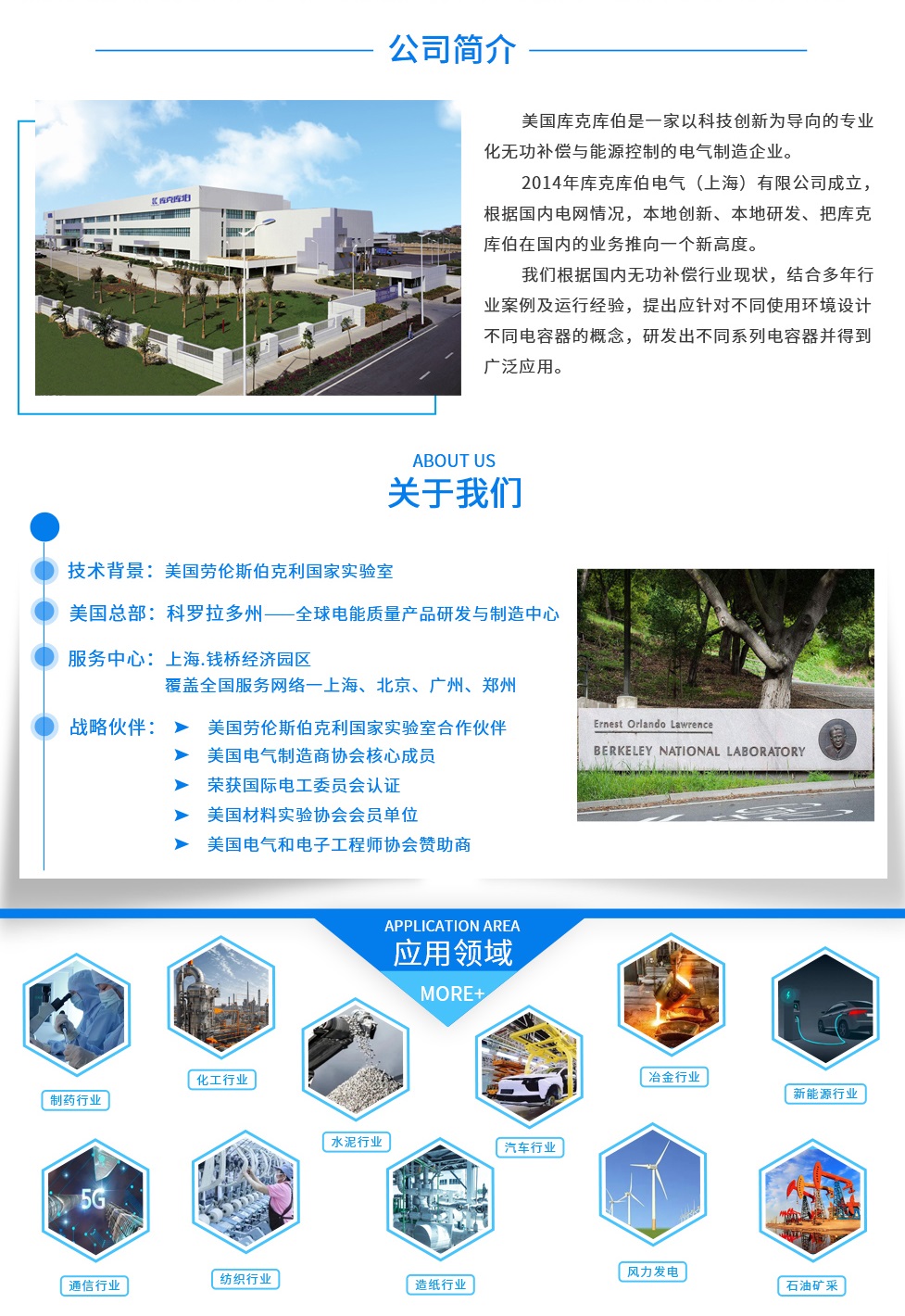 美國(guó)庫(kù)克庫(kù)伯電氣于1990年成立，總部位于美國(guó)科羅拉多州[1990年在科羅拉多州成立.庫(kù)克庫(kù)伯依托于美國(guó)勞倫斯伯克利實(shí)驗(yàn)室的科研成果轉(zhuǎn)化組建了庫(kù)克庫(kù)伯的科研團(tuán)隊(duì)，致力于電力領(lǐng)域介電材料的研發(fā)，無功補(bǔ)償及電能質(zhì)量產(chǎn)品的設(shè)計(jì)與開發(fā)，擁有多項(xiàng)技術(shù)專利，為客戶提供長(zhǎng)期的服務(wù)和潛在的增長(zhǎng)價(jià)值。